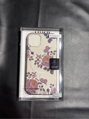 COACH Floral MagSafe iPhone Case - Cream with Purple and Pink Flowers